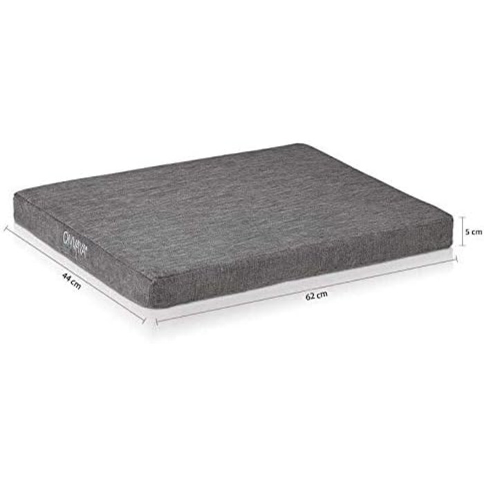 Ортопедична подушка для собак ONVAYA® з memory foam | сіра | розмір S | 62x44x5 см | миється до 95°C