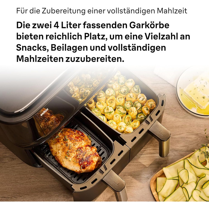 Фритюрниця електрична Braun TwinCook 3 TD3030IBK 8л (2 камери) з синхронізацією, 8 програм, чорна