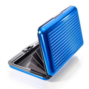 Кредитне картхолдер VALLET® з захистом NFC/RFID | Bluetooth картхолдер для візиток | Алюмінієвий картхолдер для чоловіків та жінок (Синій)