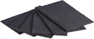 Relaxdays 24 x Slate Plates, 26 x 16 cm, for Serving & Labeling, Buffet, Serving Slate Rectangular, Anthracite