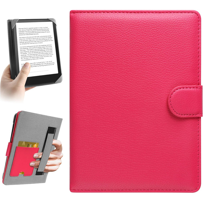 Чохол для електронного читача 6-7 дюймів: Pocketbook, Tolino, Sony, Kindle, Kobo. Шкіряний чохол, зелений (рожевий)