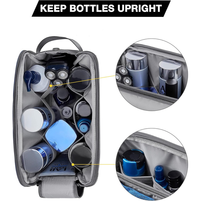 Чоловіча подорожня косметичка BAGSART з подвійною блискавкою, 5L, сіра (шкіряна фольга)