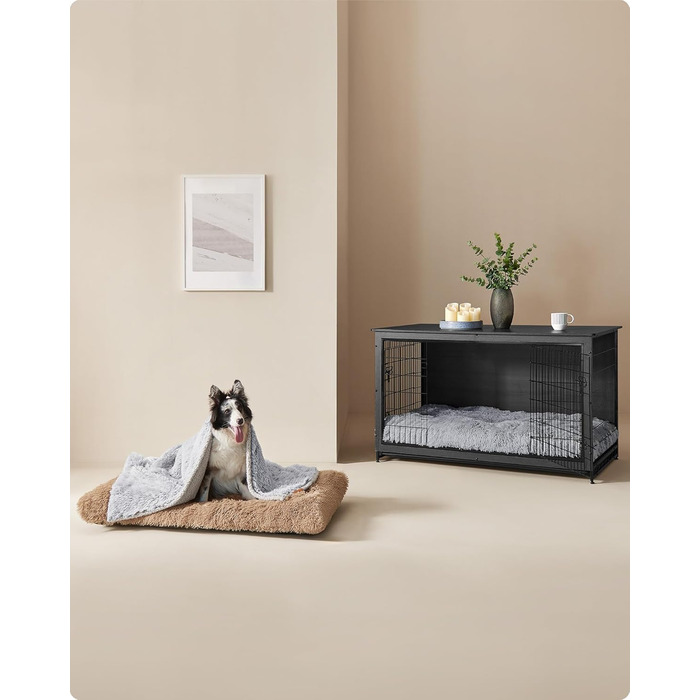 Ліжко для собак Feandrea, м'який килимок для собак, плюшевий килимок, 65 x 45 см, м'яка підкладка, можна прати в пральній машині, багатофункціональне, Ombré Grey PGW200G01 Ombré Grey (122 x 74 x 10 см, верблюжий колір)