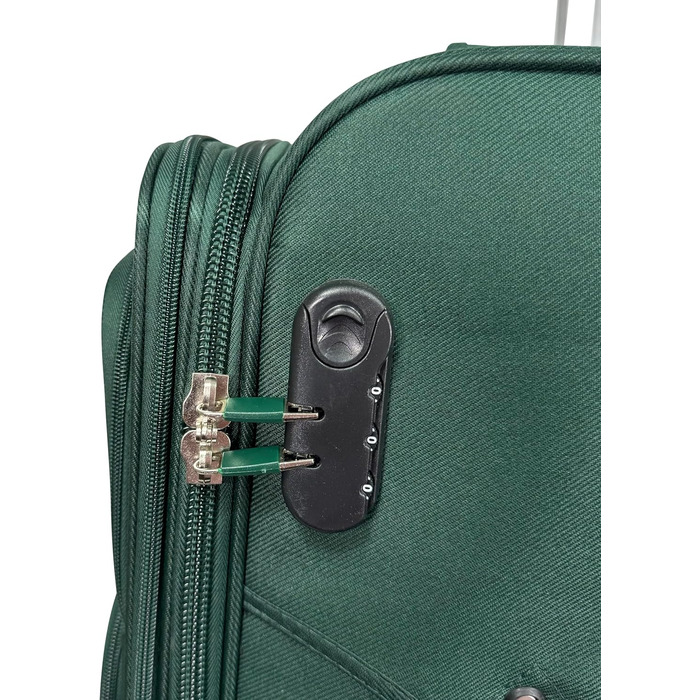 Чемодан-валіза на колесах, тканинний, розширюваний, з подвійними колесами (M/L/XL/XXL або набір 4 шт.), м'яке багаж (фіолетовий, ручна поклажа (55 см)), (ручна поклажа (55 см), смарагдовий)