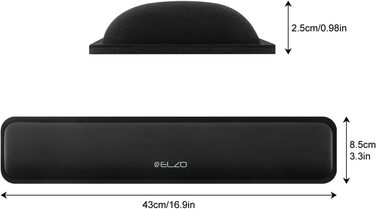 Підставка для зап'ястя ELZO для клавіатури з Memory Foam - ергономічна, чорна | Захист від синдрому зап'ястного каналу