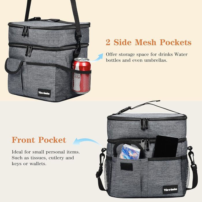 Термосумка Kato Tirrinia 17L для пікніка, роботи, пляжу та автомобіля (двошарова, з ізоляцією)