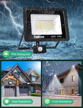 50W LED Floodlight with Motion Sensor Outdoor, Super Bright 4500LM Outdoor Floodlight, IP66 Waterproof LED Outdoor Light Floodlight with Remote Control, 6500K Cool White Spotlight for Garden, Garage, Yard