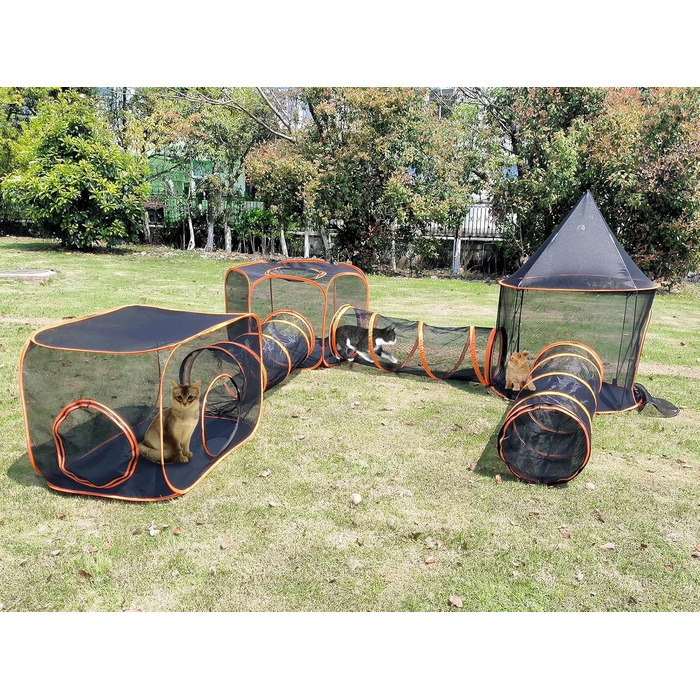 Туннель-намет 2-в-1 для котів та собак, складаний, для вулиці, Pop-Up вольєр для домашніх тварин, огорожа, будиночок (Стиль 5)