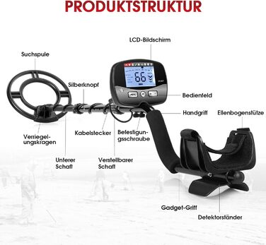 Металошукач професійний 30см, водонепроникна котушка, Pinpoint, DSP-чип, мульти-режим, 12 дюймів