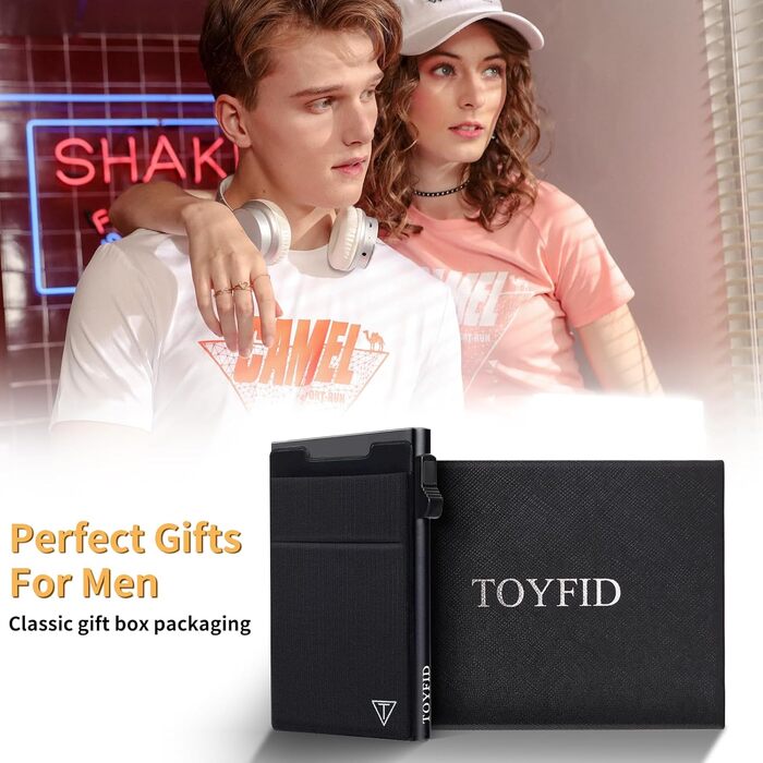 RFID-захисний картхолдер Pop-up, гаманець-картхолдер з монетницею, чорний