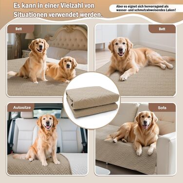 Водонепроникний килимок для собак Gyuro, двосторонній, міцний, для дивану та ліжка, прання дозволено, для собак та котів (Темно-хакі + Хакі, 77 x 178 см)