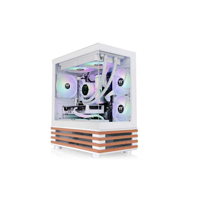 Корпус Thermaltake TG ARGB Micro-Tower з темперованим склом, 3 вентилятори ARGB, підтримка водяного охолодження 240/280мм, білий (View 170 Wood, Snow)