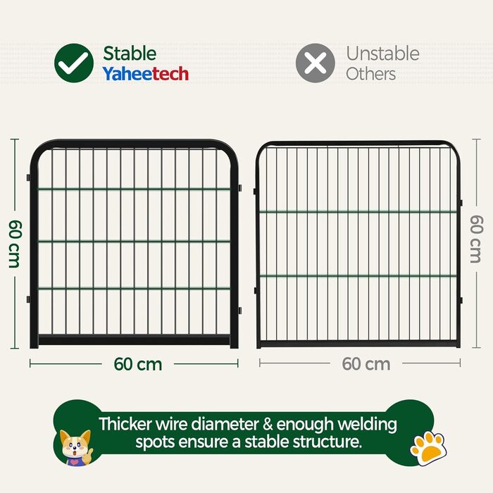 Лягу для цуценят Yaheetech, 12 секцій, 63 см, з 2 дверцятами, автоматичним замком, розкладний, для дому та саду