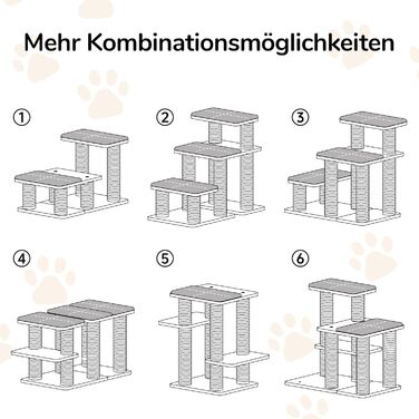 Сходинки для собак FUKUMARU, 3 сходинки, з натурального дерева та джуту, регульована висота 18-51 см, вантажопідйомність до 90 кг, знімний м'який килимок, 6 варіантів комбінації кольорів, підходить для котів та собак