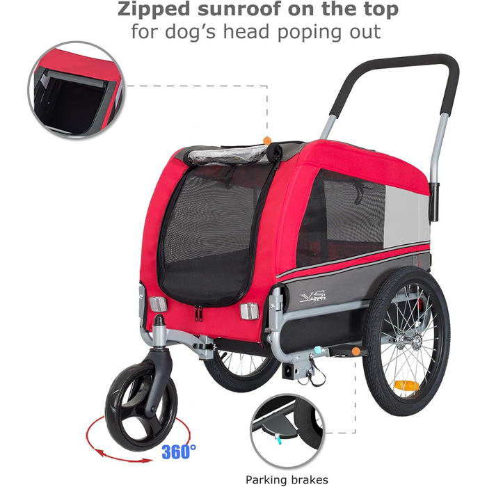 Універсальний візок для собак Tiggo VS Pets Medium: 2в1 (велосипедний, буксирний)