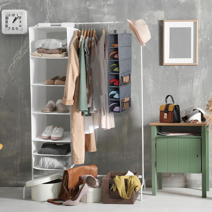 Навісний шафка для одягу Relaxdays з 6 відділеннями, сірий, 92 x 15,5 x 30 см