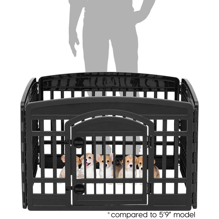 Клітка-манеж для собак Iris USA з дверцятами, 61 см, 4 панелі, чорна