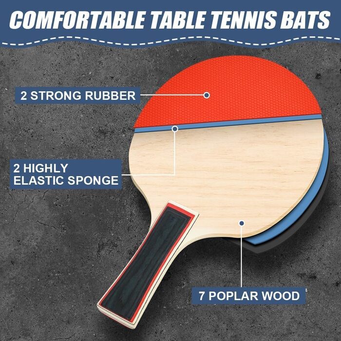 Набір для настільного тенісу Flintronic: 2 ракетки + 3 м'ячі, з чохлом. Підходить для початківців та професіоналів