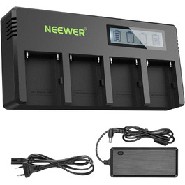 Зарядний пристрій NEEWER 4-канальний для акумуляторів Sony NP-F з LCD дисплеєм, сумісний з NP-F550, F570, F750, F770, F930, F950, F960, F970, FM50, FM500H, QM71, QM91, QM71D, QM91D, Camcorder, Li-Ion акумулятори