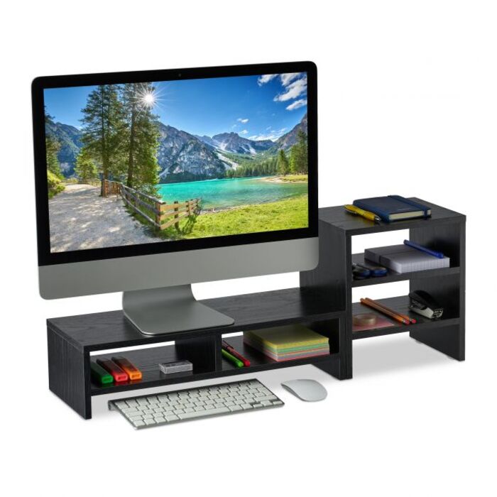Relaxdays Monitor Stand with Shelves