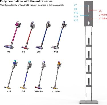 Стійка для пилососа Dyson з вуглецевої сталі Robuster - настінна, без свердління, універсальна