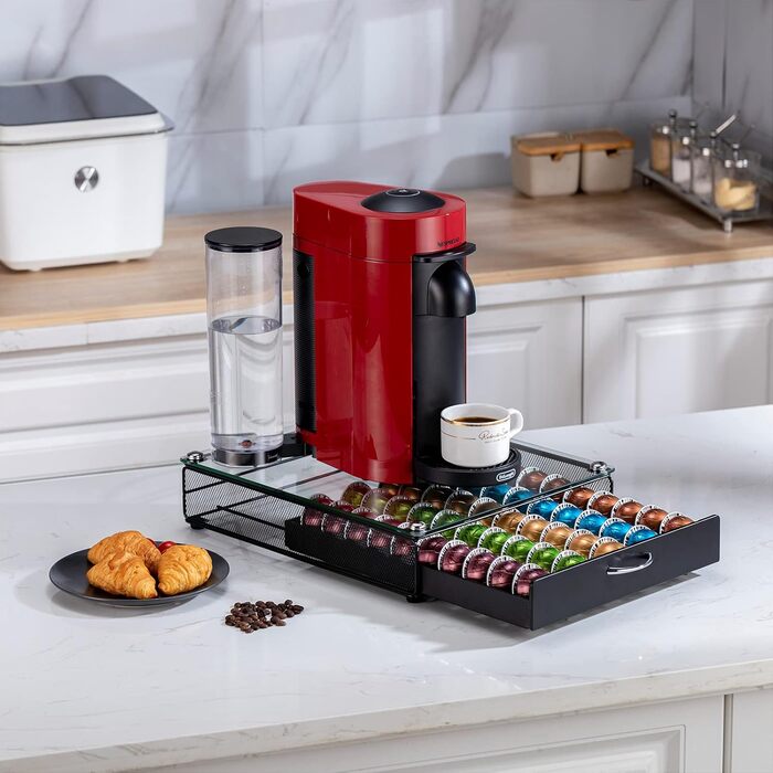 Тримач для капсул Nespresso Vertuo Rice Rat, 50 капсул, чорний, скляний каркас
