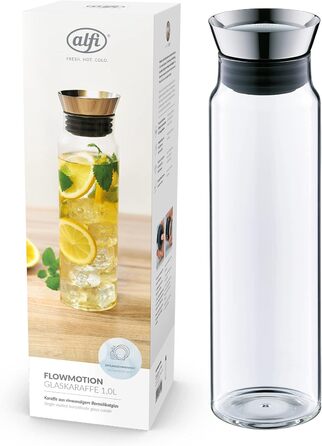 alfi 2417020100 flowMotion Carafe, Borosilicate Glass, Single-Wall, 1 L