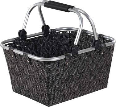 Корзина для покупок з ручками, 40 x 19,5 x 30 см, чорна, пластикова. Ідеально для покупок та зберігання.