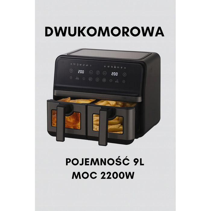 Аерофритюрниця Girox 9L 2200W з двома камерами