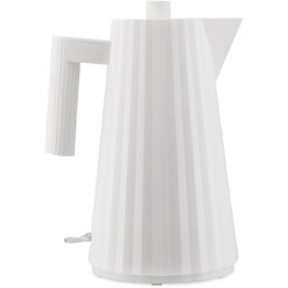Alessi Plissé Electric Kettle - 2400W, 1.7L, White Thermoplastic Resin Kettle with European Plug