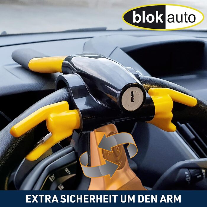 Механічний замок на кермо BLOKAUTO 9595, жовтий, протиугінний пристрій для авто