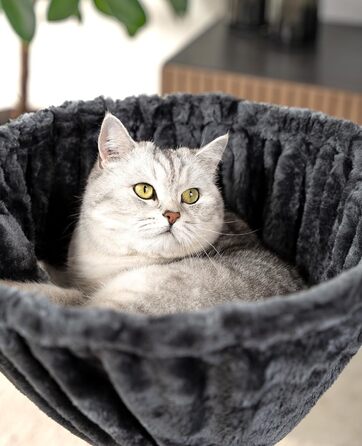 Крісло-лежанка для кота з м'якого плюшу, Ø 40 см, глибина 25 см, підходить для будь-якого котячого будиночка, з металевим кріпленням M8, для котів будь-якого розміру, (25 см глибина, темно-сірий)