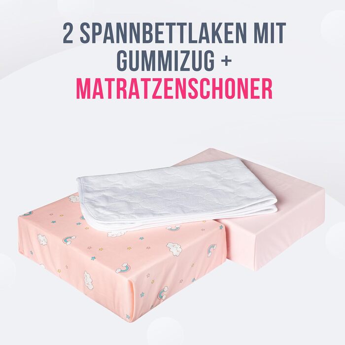 Простирадла для ліжечка Chicco Next2Me, 2 шт, 100% бавовна + водонепроникний наматрацник, Oeko-TEX, сумісні з Kinderkraft UNO, 83x50 см, GOYSILA