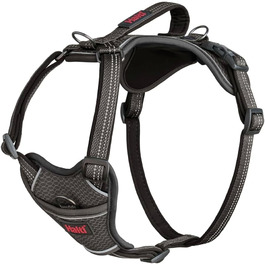 HATI Anatomy Dog Harness with Handle – Freedom of Movement for Your Dog. 3 Connection Points, Neoprene Padding, Adjustable and Reflective (Size Construction Green) (Gray, XL)