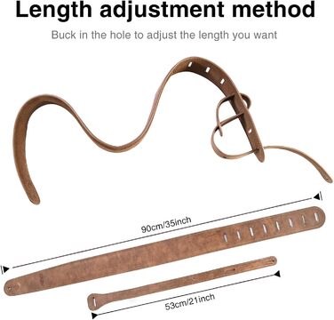 Шкіряний ремінь для гітари Lekato з товстою амортизуючою подушкою, універсальний для бас, електро-, акустичної та класичної гітари, регульований, довжина 41-51 см (колір коричневий)
