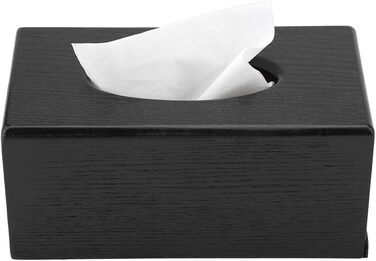 Rectangular Tissue Box Cover, Natural Wood Cosmetic Tissue Box Holder, Decorative Tissue Box for Tissues and Napkins, Suitable for Living Room, Bedroom, Kitchen, 23x12x10.5cm (Black)