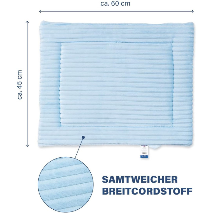 Килимок для собак Wallace & Jone Cardi, 60x45 см, світло-блакитний, для маленьких собак