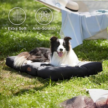 Килимок для собак BEDSURE, 76x50 см, для маленьких та середніх порід, водонепроникний, чорний, 10 см заввишки