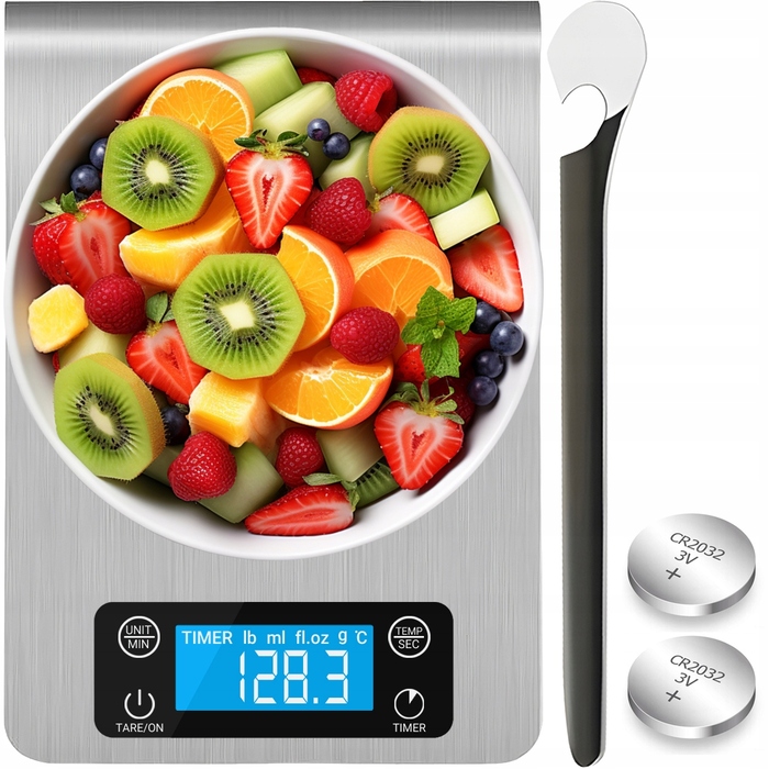 Електронні кухонні ваги 1г - 5кг з сенсорними кнопками, таймером та термометром