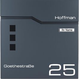 Поштова скринька Verda Anthrazit з газетницею, порошкове покриття AkzoNobel, 2 ключі, табличка з іменем, дизайнерська настінна поштова скринька з нержавіючої сталі SN3678-1