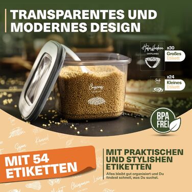 Набори контейнерів для зберігання продуктів з кришкою, 12 шт. BPA-Free, для крупи, борошна, спецій. Практичні органайзери для кухні, герметичні контейнери для харчових продуктів (сірий, 42 шт.)