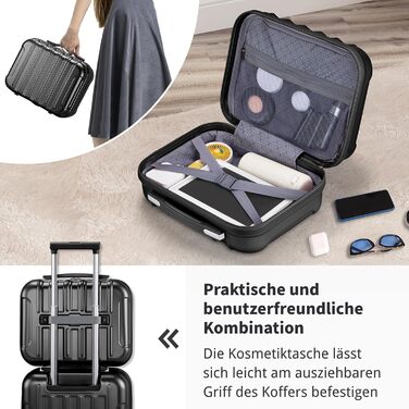 Набір валіз LALAHO 3 шт. з жорстким корпусом, великий дорожній набір валіз на колесах, ABS+PC, ручна поклажа, набір валіз з жорстким корпусом, м'ятно-зелений (чорний-2, набір валіз 2 шт.)