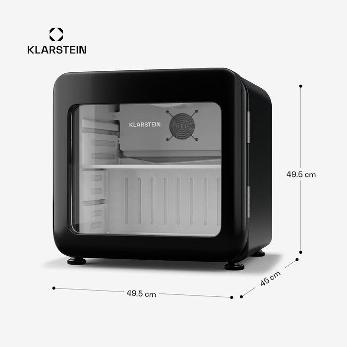 Klarstein Audrey Evo: Холодильник для напоїв 68L, Ретро-дизайн, LED-підсвічування, подвійне скління, 0-10°C, Клас енергоефективності C, регульовані ніжки, чорний
