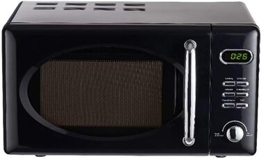 Мікрохвильова піч Wolkenstein Retro WMW720 I 700W, 20L, 5 рівнів потужності, 8 програм, розморожування, LED-дисплей, чорний