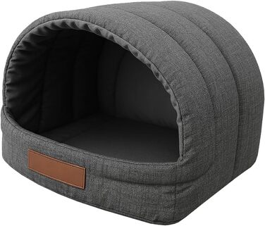 Будинок для собак R2: 48x37x32 см з гравіюванням імені - зручне ліжко для собак та котів (Графіт)