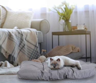 Крісло-лежанка для собак Relaxdays, 110 x 90 см, м'який лежак для великих собак, водовідштовхувальний, можна прати, килимок для тварин (Сірий, L 50 x B 75 x H 10 см)