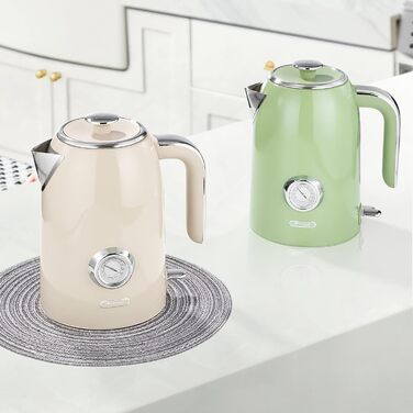 Набір чайник та тостер Retro Green, 1.7L, 2200W, нержавіюча сталь, з регулюванням температури