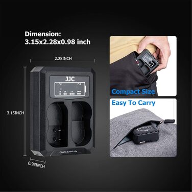 Зарядний пристрій Dual USB для камер Nikon Z7, Z6, D850, D810, D800, D750, D610, D600, D500, D7500, D7200, D7100, D7000 (сумісний з акумуляторами EN-EL15, EN-EL15a, EN-EL15b)