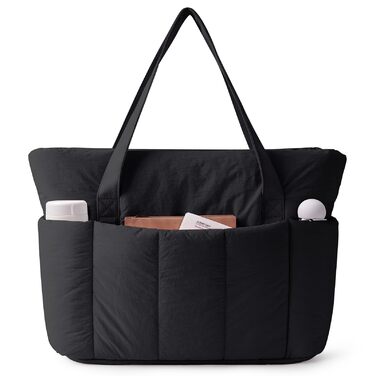 Сумка жіноча Narwey Shopper велика, легка для роботи, школи, університету, сумка-тоут з багатьма відділеннями, чорна