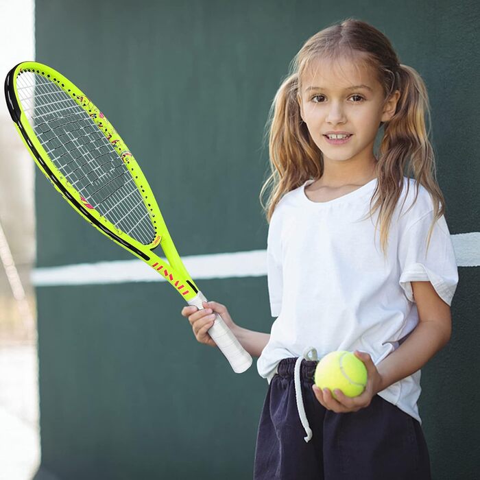 Lunnade Kids Tennis Racket Set - Youth Tennis Racquet for Boys & Girls Ages 3-12 with Cover - 19/21/23/25 Inch Sizes (Yellow, 23 Inch)